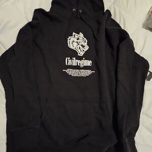 Darc Sport X Civil Regime Black Hoodie with White Wolf Graphic